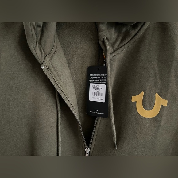 True Religion World Tour Long Slv Cotton Blend Graphic Fleeceback Fullzip Hoodie - Picture 11 of 16